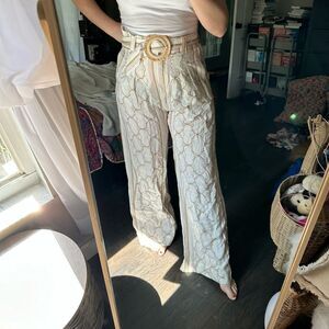 Suncoo Paris Women’s Small Belted Linen Blend Jude Wide Leg Pants New NWT